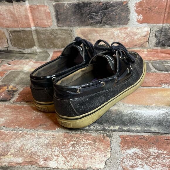 5 for $25🔥Size 8 Black Glitter Sperry Top-Sider Boot Shoes/ Deck Shoes/ … - Picture 3 of 11